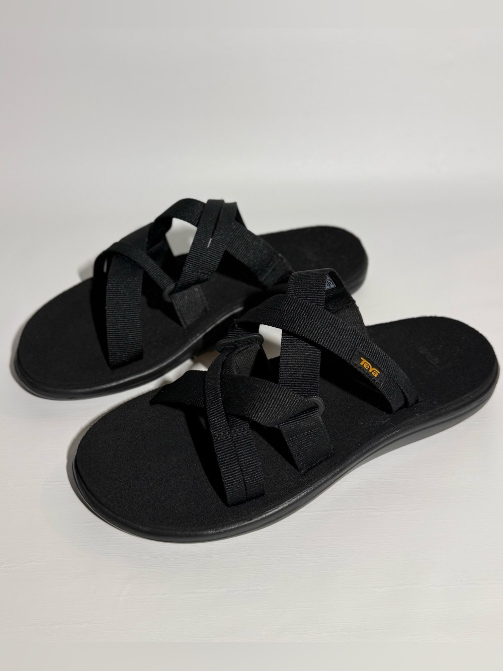 Teva Black Cross-Strap Slide Sandals